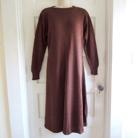 Sandy D'Andrade Dresses & Skirts - Sandy D'Andrade Brown Fiber Art Sweater Dress M (runs L)